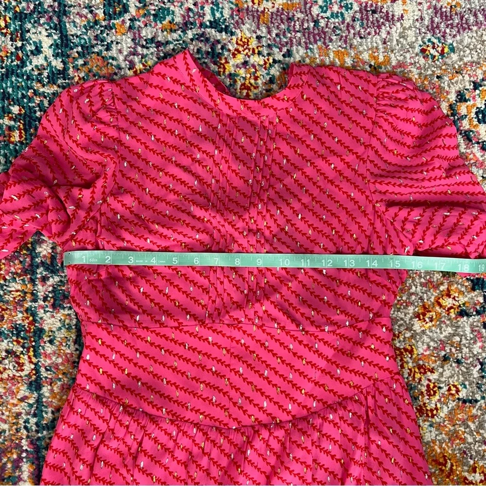 Whistles‎ Pink Diagonal Leaf Blair Midi stir Back Dress